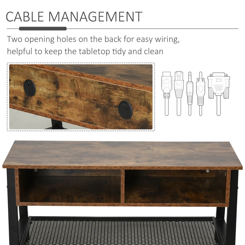HOMCOM TV Stand for TVs up to 45 Inches, Industrial TV Table with Open Shelves for Living Room, 50.5 x 100 x 40 cm, Brown