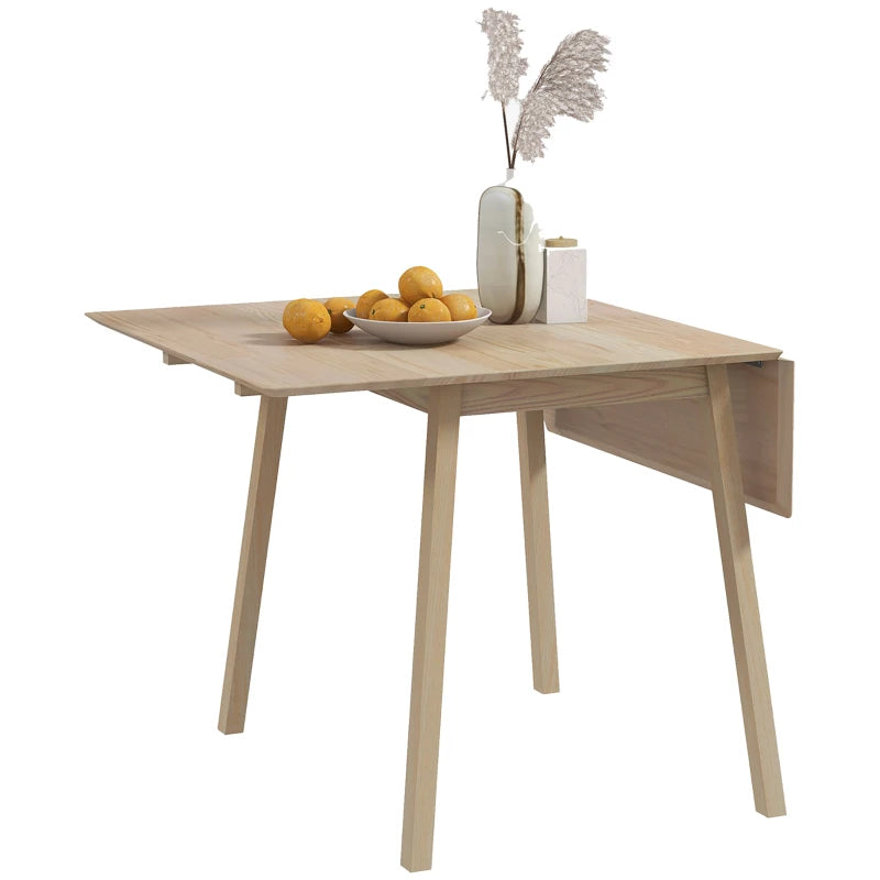HOMCOM Wooden Four-Seater Drop Leaf Table - Natural Finish
