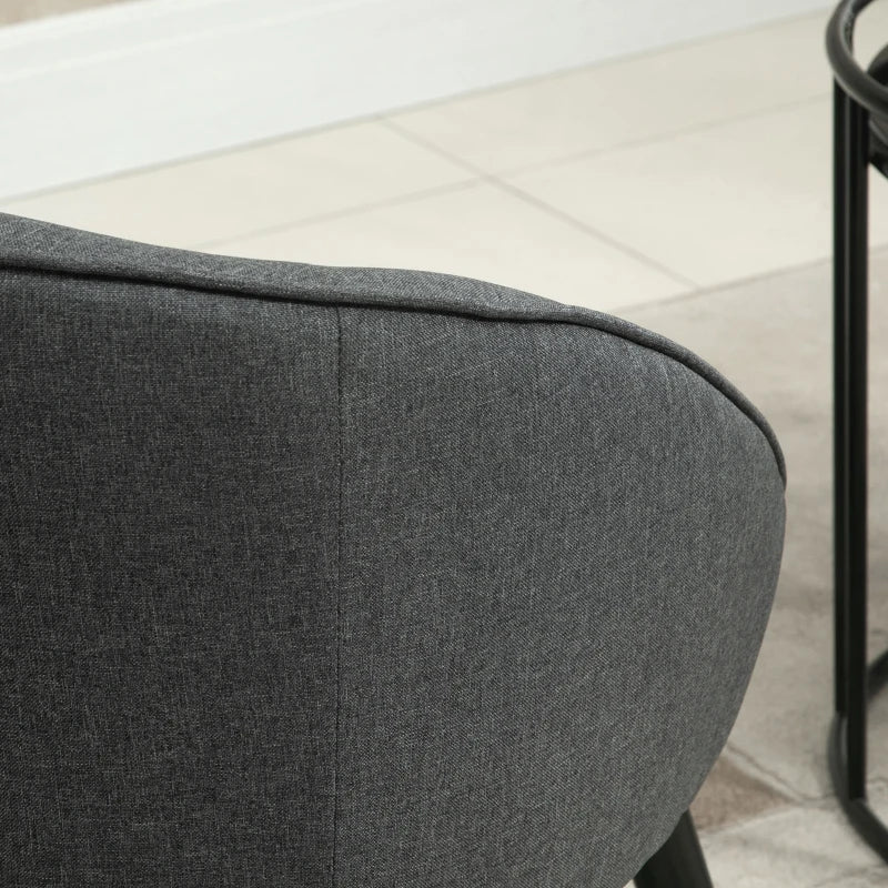 HOMCOM Lounge Chair Armchair Office Chair Upholstered Chair for Living Room, Bedroom, Kids' Room, Dining Room Modern with Linen Look Wood Gray 71 x 65 x 75 cm