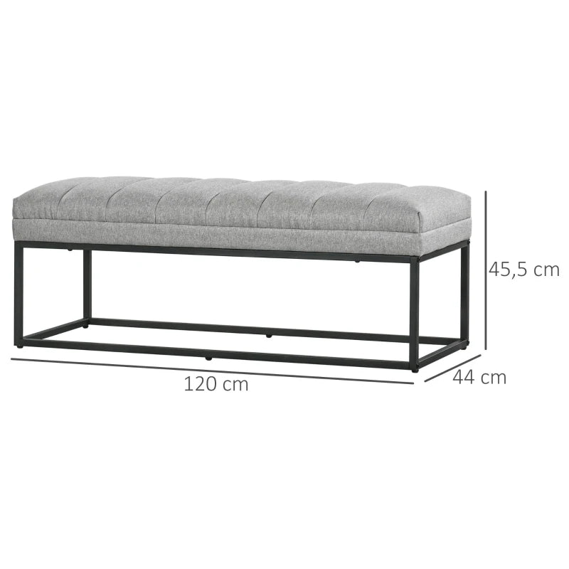 HOMCOM Industrial Design Bench, Bed Bench, Metal Legs, Pink + Black