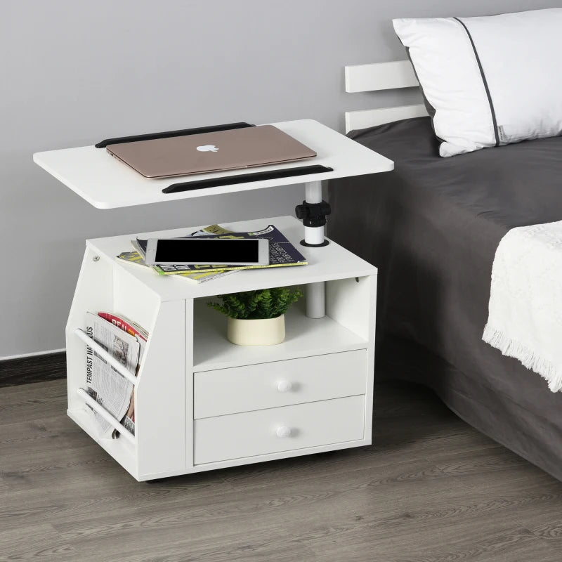 HOMCOM Functional Swivel Bedside Table End Table Side Table for Living Room Nightstand for Bedroom