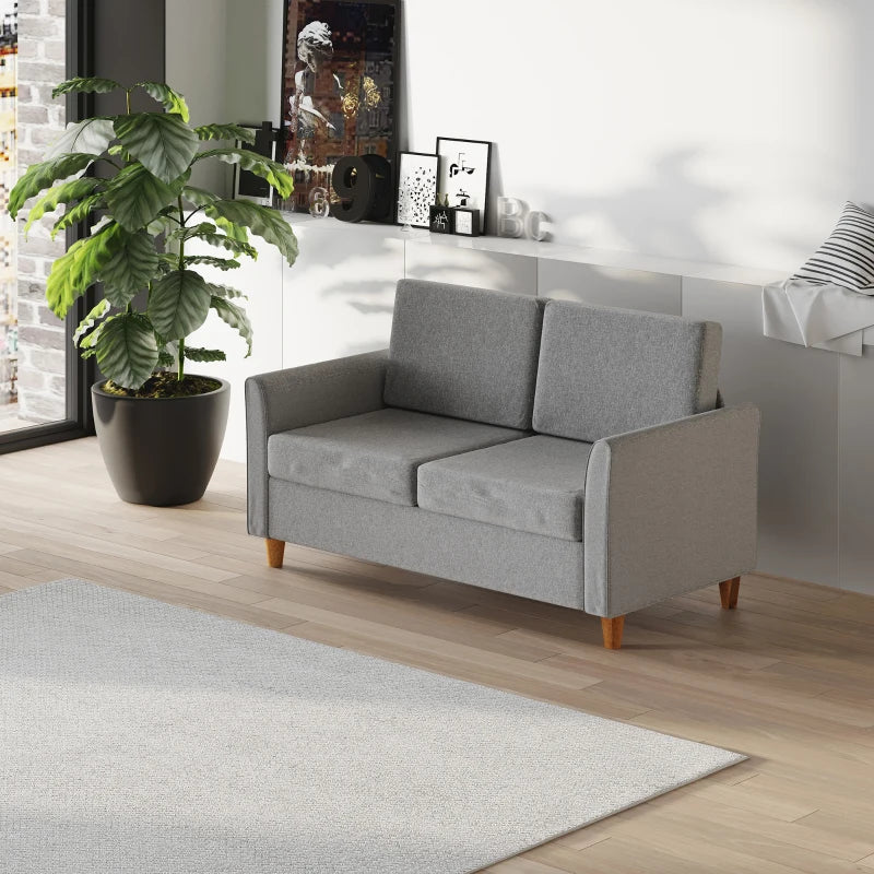 HOMCOM Double Seat Sofa 2 Seater Compact Loveseat Couch Linen Upholstery Armrest Living Room Furniture