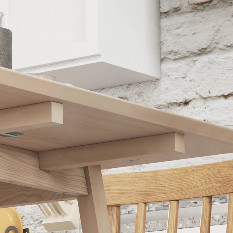 HOMCOM Wooden Four-Seater Drop Leaf Table - Natural Finish