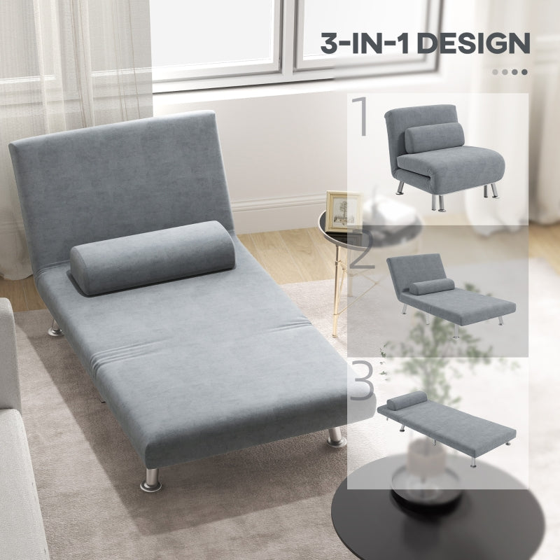 HOMCOM Adjustable Back Futon Sofa Chair - Grey