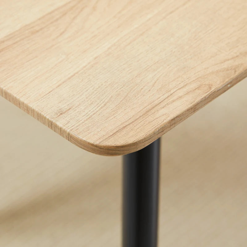 HOMCOM Scandinavian Design Dining Table, Kitchen Table for 4 People, Wood Look, 140 cm x 80 cm x 76 cm, Natural + Black