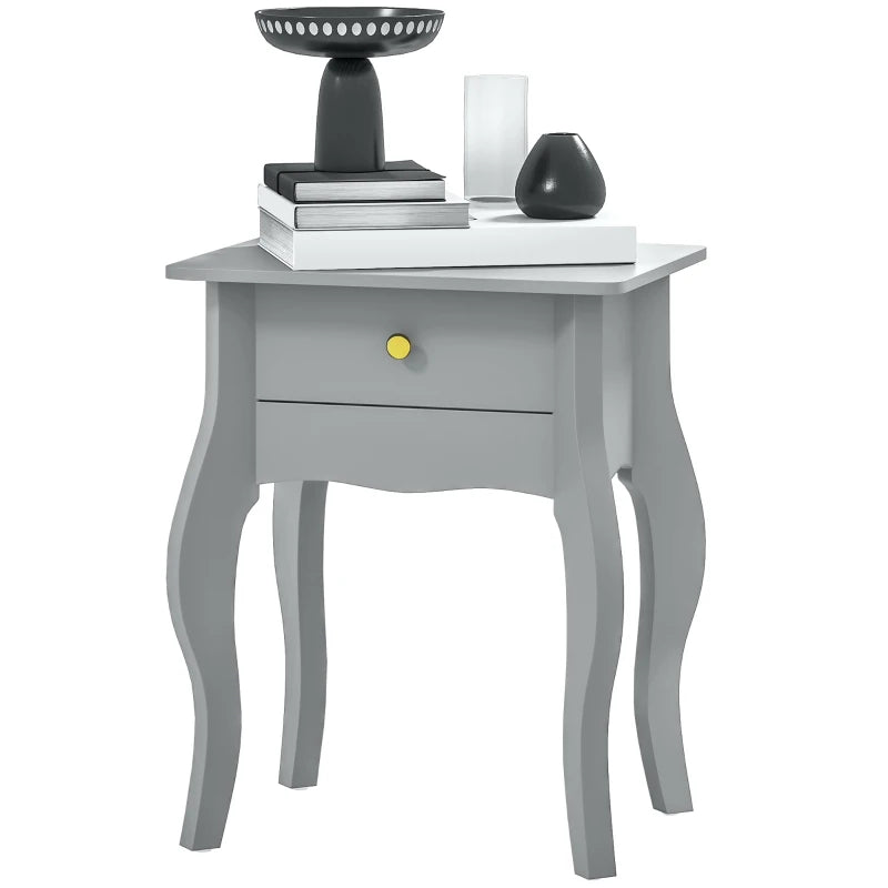HOMCOM French Style Side Table with Drawer - Grey