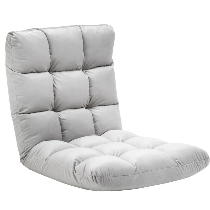 HOMCOM Adjustable Lazy Floor Sofa Chair Lounge Seat Gaming Couch Bed for Living Room, Home Office, Balcony, Grey