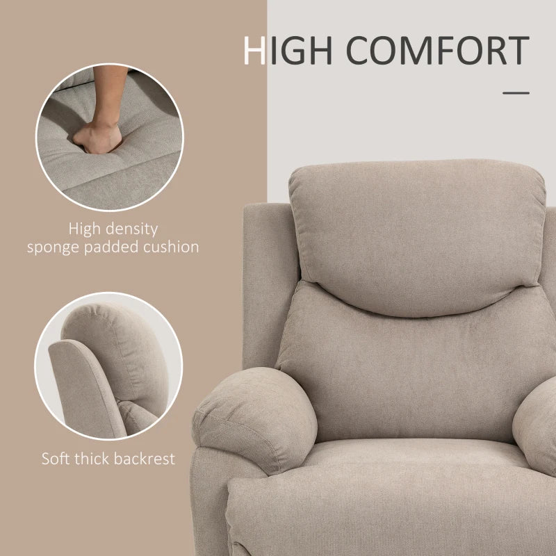 HOMCOM Manual Recliner Armchair, w/Metal Base Upholste Chair w/ArmrestAccent Chairfor Bedroom Dorm OfficeBeige