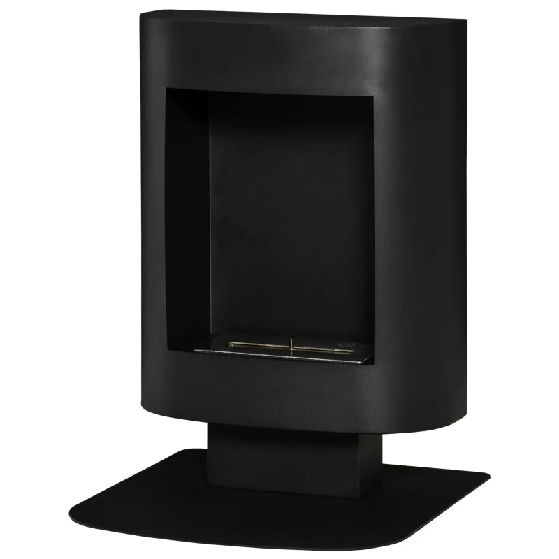 HOMCOM Ethanol Fireplace Bio-Ethanol Burner 6800 BTU 1.5L 3 Hrs. Burn Time Smoke-Free Freestanding Unique Steel Black 46.5 x 53 x 65 cm