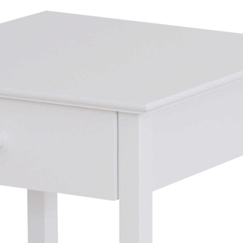 HOMCOM Plant Stand Table, Wooden W/ Drawer Shelf Storage Multipurpose End Side White