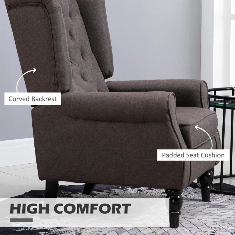 Fabric Tufted Club Accent Sofa Chair Home Décor with Extra Wide Seat, Wooden Legs, Brown