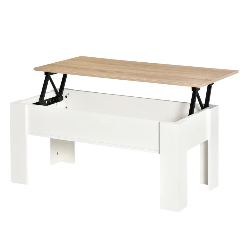 HOMCOM Lift Top Coffee Table with Hidden Storage Compartment, Lift Tabletop Pop-Up Center Table for Living Room