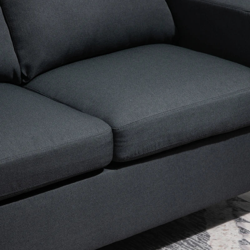 HOMCOM Modern L-shaped Fabric Sectional Sofa Couch w/ Chaise Lounge, Reversible Ottoman Bench