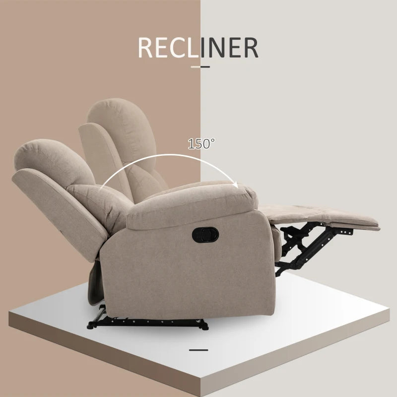 HOMCOM Manual Recliner Armchair, w/Metal Base Upholste Chair w/ArmrestAccent Chairfor Bedroom Dorm OfficeBeige
