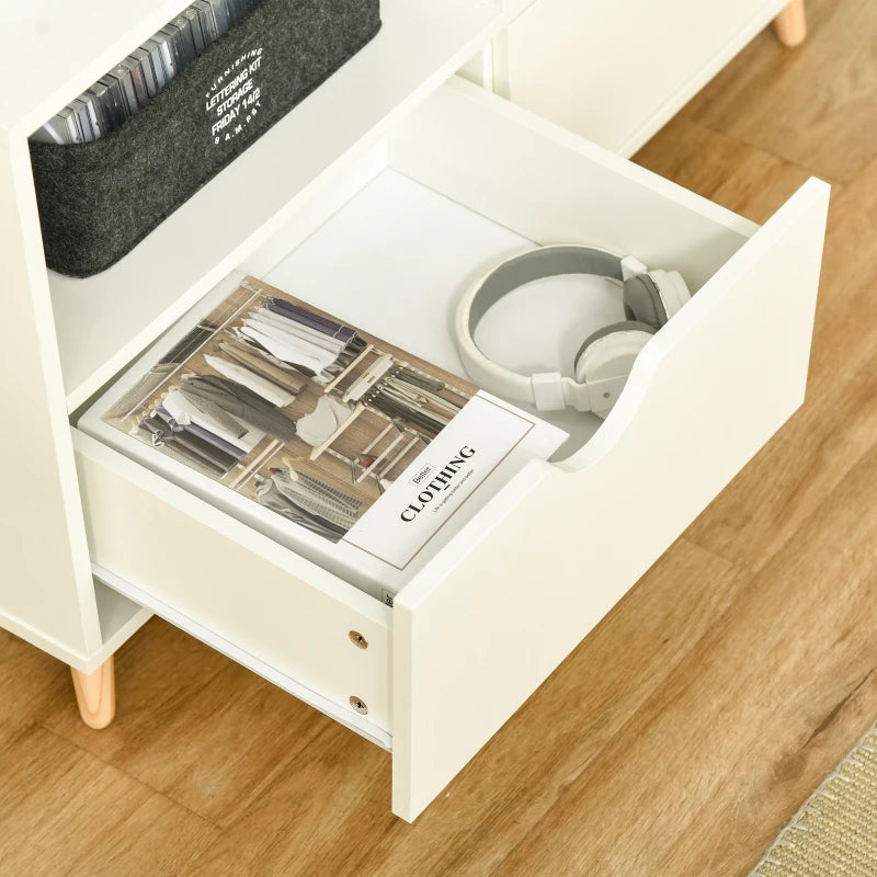 HOMCOM 99cm TV Stand Media Unit Cabinet w/ Shelves Drawers Storage Centre White