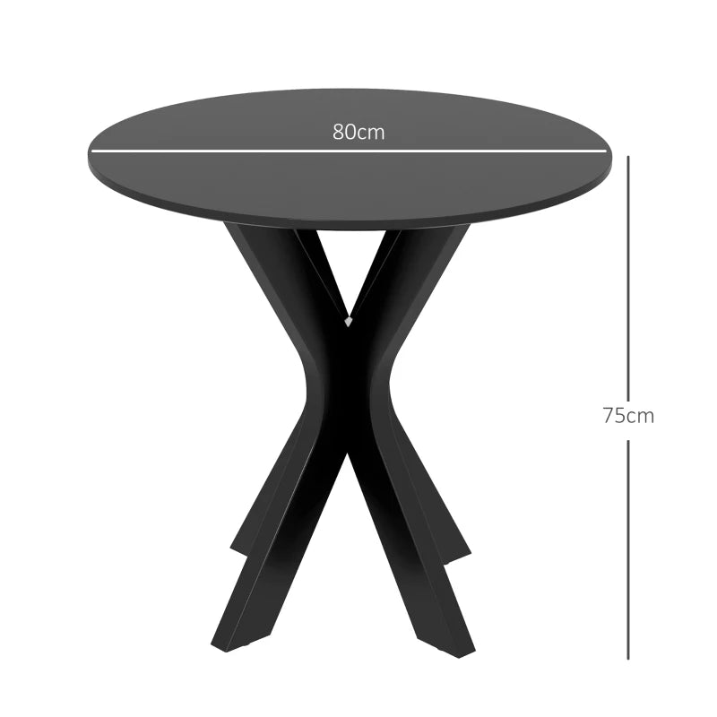 HOMCOM Dining Table Kitchen Table Round Table, Modern Design, 78 cm x 78 cm x 75 cm, Black