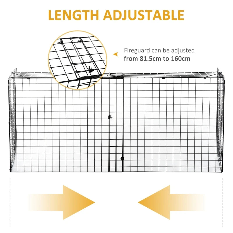 HOMCOM Extendable Fire Guard Screen, Freestanding Fire Screen Spark Guard, Folding Fireplace Cover, Wire Mesh, 81.5-160cm, Black