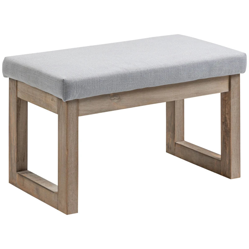HOMCOM Scandi Design Ottoman, Stool, Footstool, 68 cm x 38 cm x 42 cm, Gray + Natural