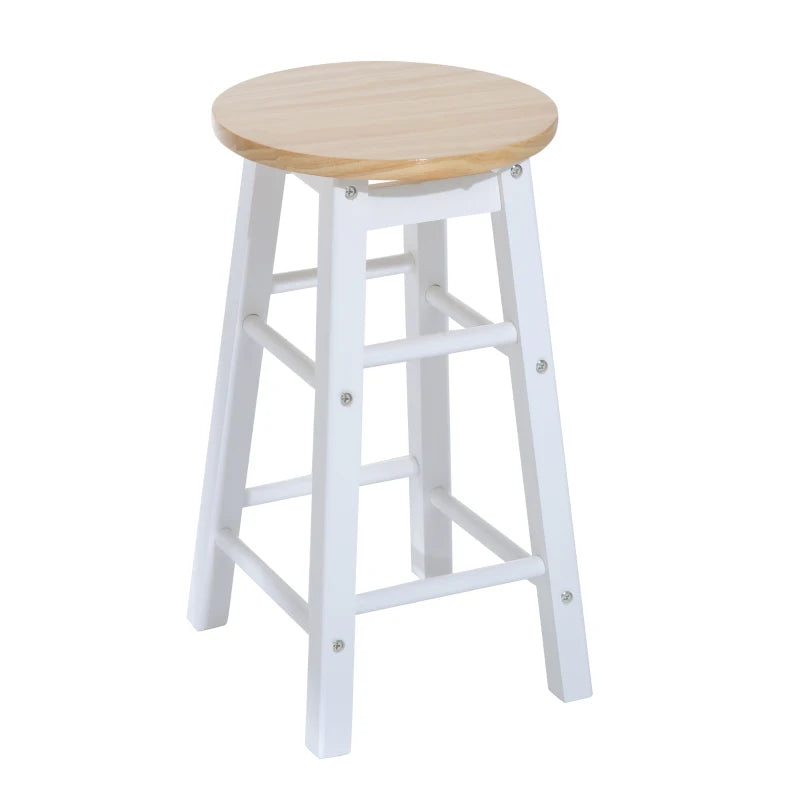 HOMCOM Pine Wood 3-Piece Compact Folding Dining Table with Stools White