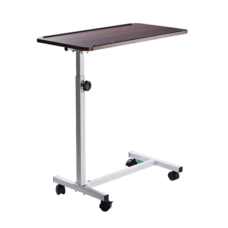 HOMCOM Height Adjustable End Table with Wheels Mobile Sofa Side Table for Living Room, Bedroom, Brown