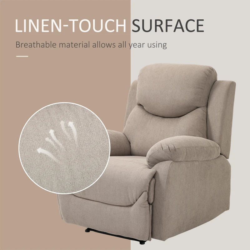 HOMCOM Manual Recliner Armchair, w/Metal Base Upholste Chair w/ArmrestAccent Chairfor Bedroom Dorm OfficeBeige