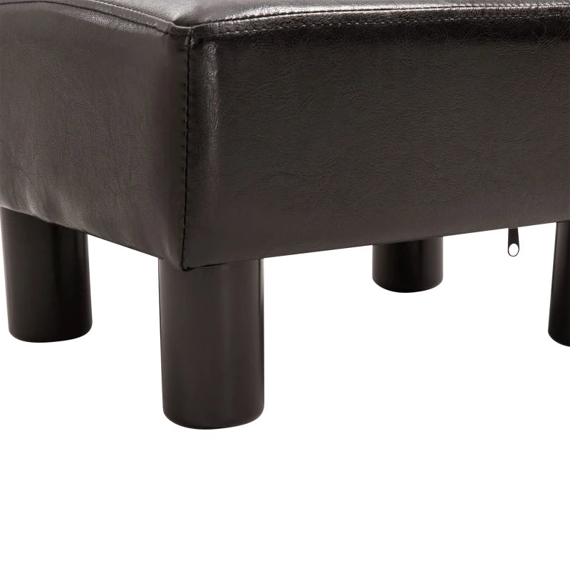 HOMCOM Footstool, Faux leather Upholstered Footrest, Small Ottoman Foot Rest with Wooden Frame for Living Room, 40 x 30 x 24cm, Brown