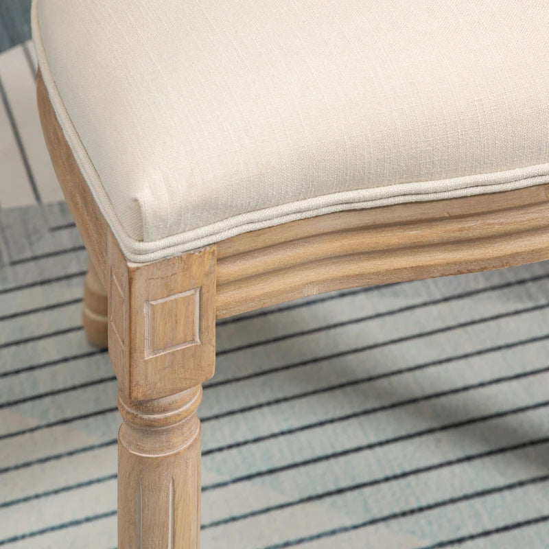 HOMCOM Set of 2 Dining Chairs, Viennese Cane, Solid Wood, 49 cm x 56 cm x 96 cm, Cream White + Natural