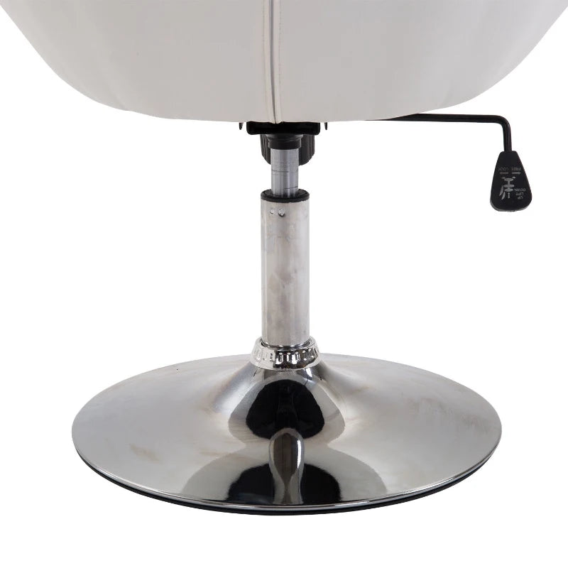 HOMCOM Work Stool Swivel Stool Swivel Chair Office Chair Chrome-Plated Height-Adjustable, Faux Leather+Steel, Black/White, 71x59x78-90cm (White)