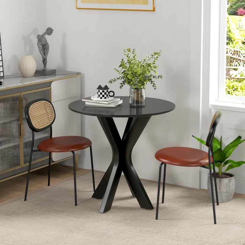 HOMCOM Dining Table Kitchen Table Round Table, Modern Design, 78 cm x 78 cm x 75 cm, Black