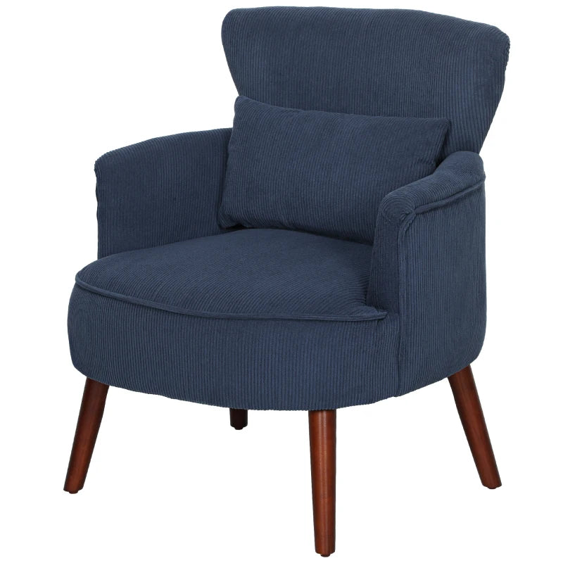 HOMCOM Corduroy Retro Accent Chair - Blue