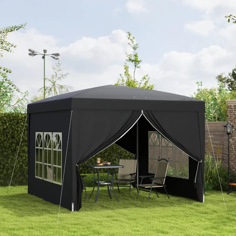 Outsunny 3 x 3(m) Pop Up Gazebo, Water and UV Resistant Party Tent Camping Canopy Marquee with Carry Bag, Black