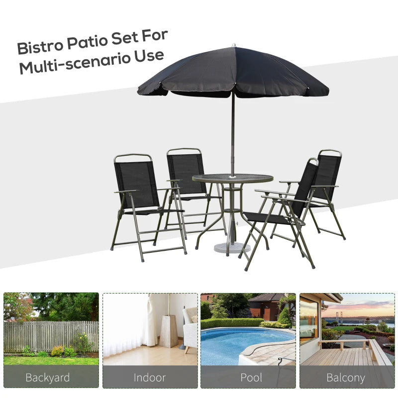 Outsunny 6 Pcs Bistro Set, Texteline-Black