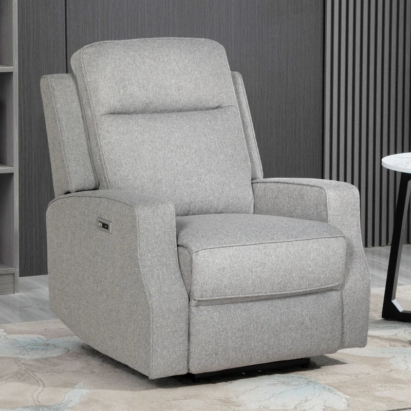 HOMCOM 150° Electric Reclining Chair, with USB port and Footrest - Grey