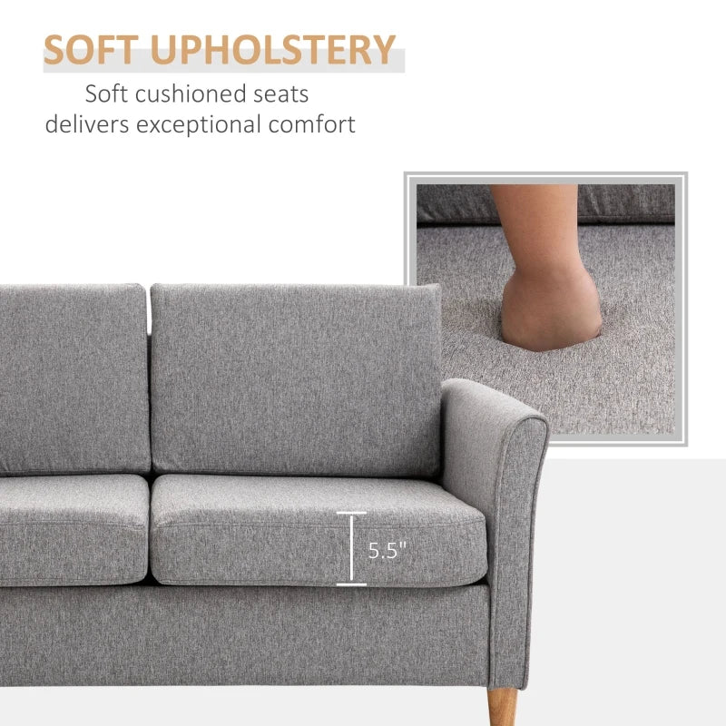 HOMCOM Double Seat Sofa 2 Seater Compact Loveseat Couch Linen Upholstery Armrest Living Room Furniture
