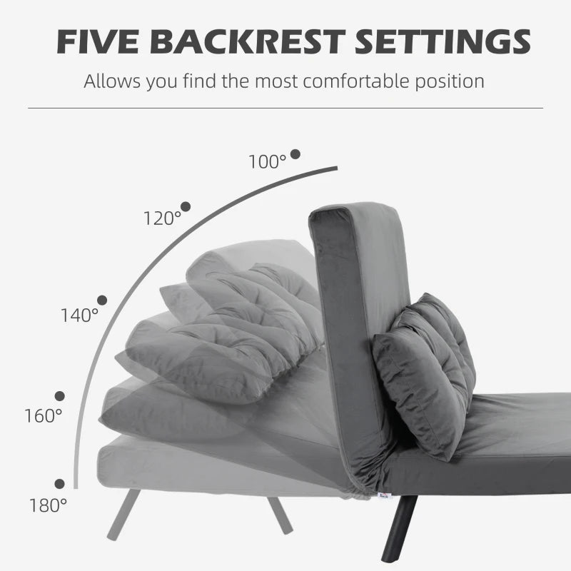 HOMCOM 2-seater convertible sofa bed with adjustable backrest in 5 levels and 2 padded cushions for living room, guest room