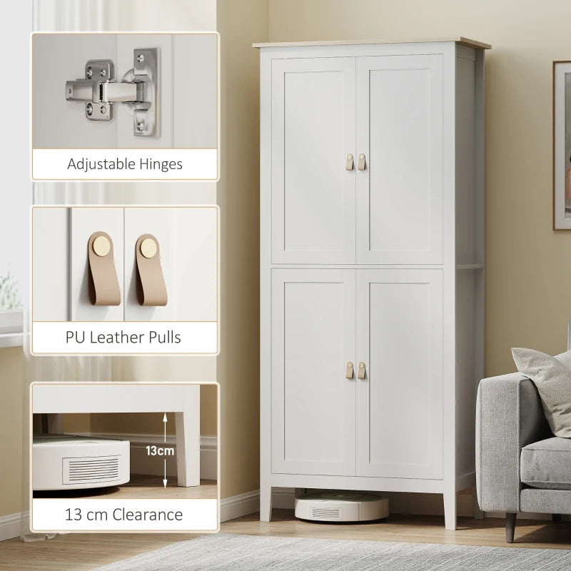 HOMCOM 176.5 cm Tall Pantry Cupboard with Motion Sensor LED Light - White