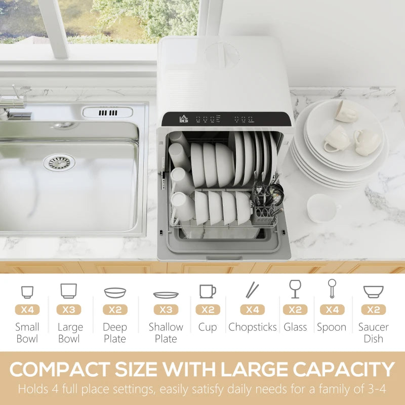 HOMCOM Multi-Program 6L Tabletop Dishwasher