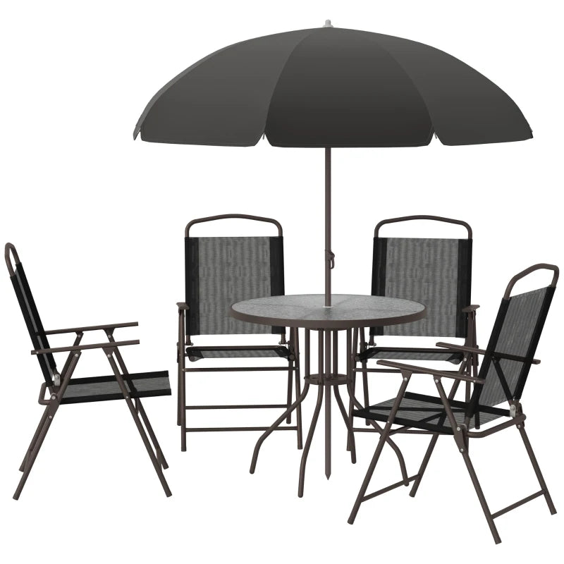 Outsunny 6 Pcs Bistro Set, Texteline-Black