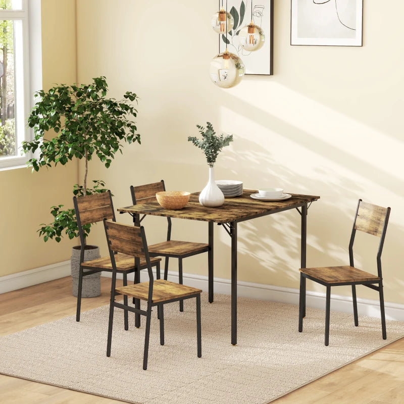 HOMCOM Industrial Style Folding Dining Table with 2 Drop Leaves, Extensible, Dropleaf Table for 2-4 People