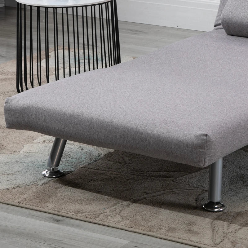 HOMCOM Linen Upholstered Elevated Single Sofa Bed Grey