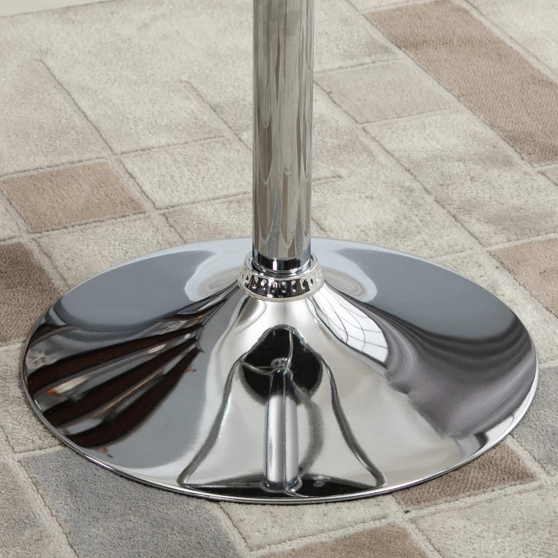HOMCOM Round Height Adjustable Pub Table bar Table Faux Leather Tabletop and Footrest
