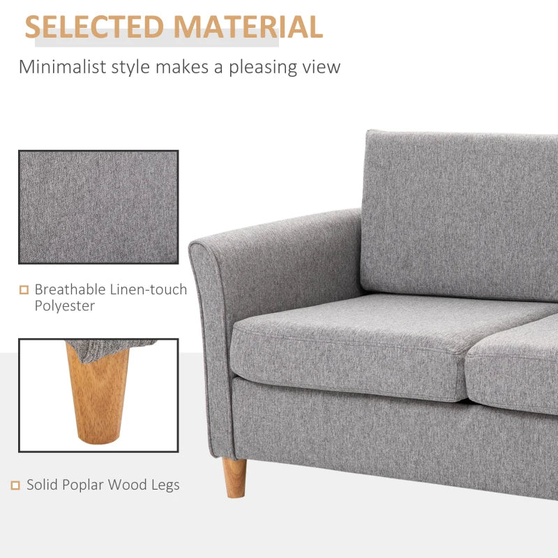 HOMCOM Double Seat Sofa 2 Seater Compact Loveseat Couch Linen Upholstery Armrest Living Room Furniture