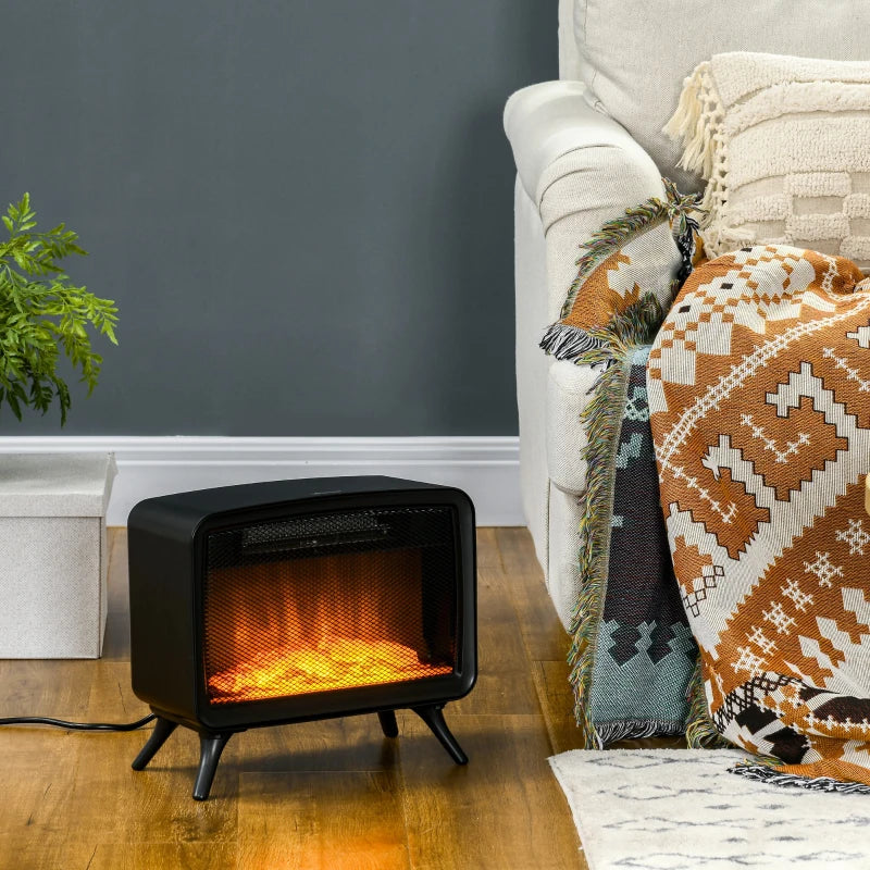 HOMCOM Electric Fireplace Stove, Freestanding or Tabletop, with LED Flame Effect, Overheating Protection, 800W/1600W