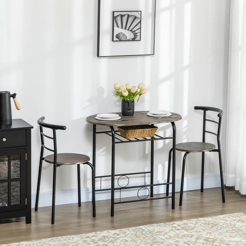 HOMCOM 3-Piece Bistro Set, 1 Table, 2 Chairs, 80cm x 53cm x 74.5cm, Black