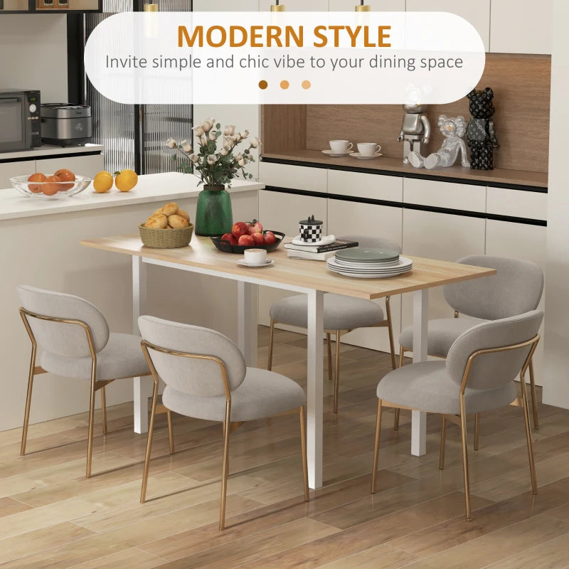 HOMCOM Extendable Dining Table Modern Design Kitchen Table with Large Tabletop Seats 6 Steel Frame Dark Brown