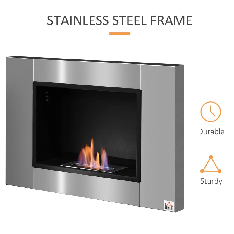 HOMCOM Wall Fireplace Ethanol Fireplace Ventless Real Flame 1.5L Burner