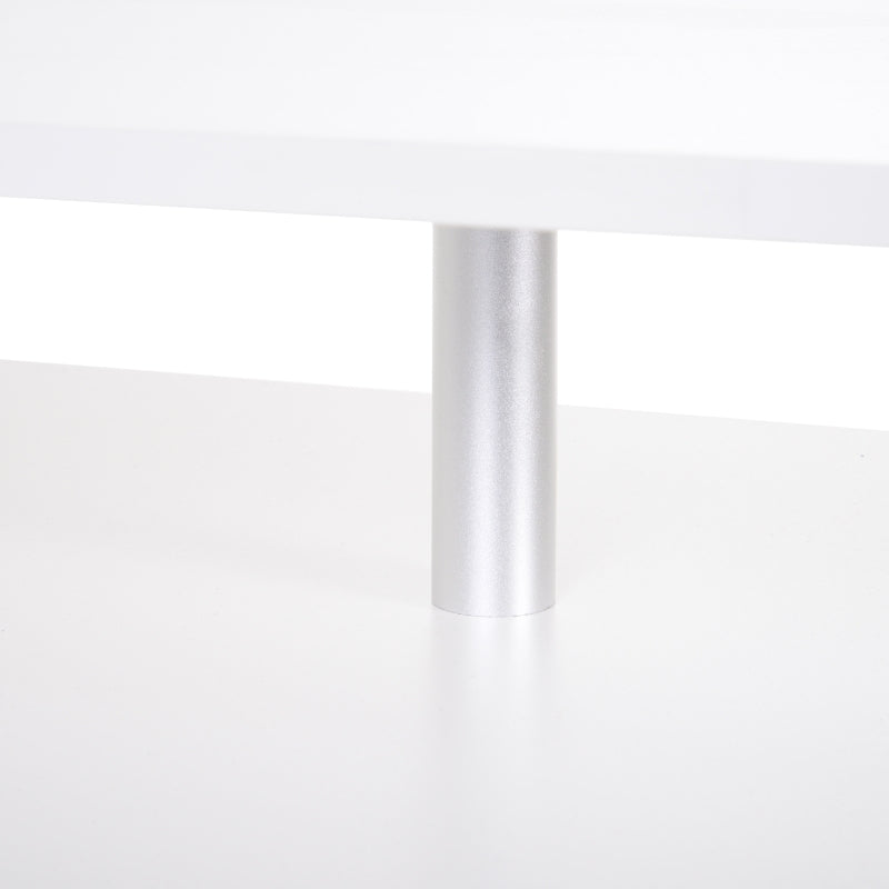 HOMCOM White Wood Coffee Table, 2 Tier Modern Rectangular Open Shelf Desk Living Room