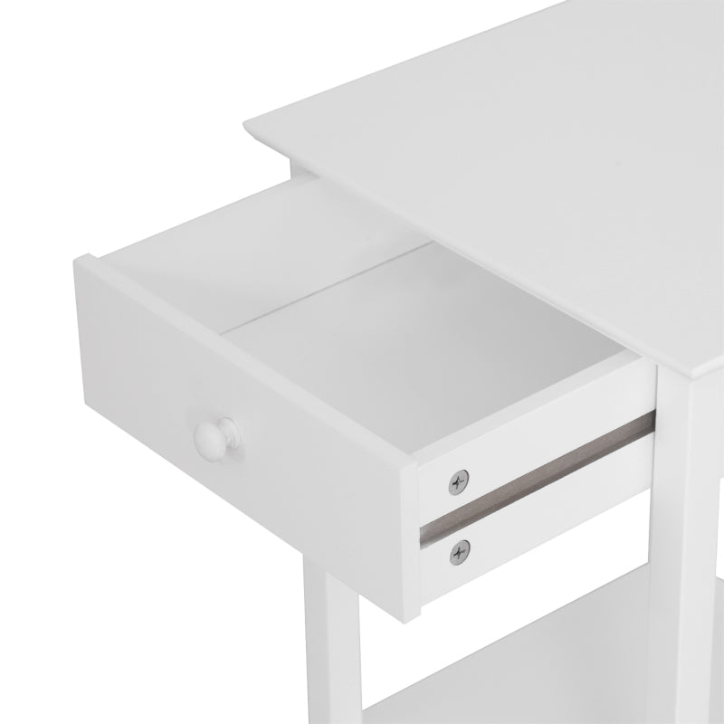 HOMCOM Plant Stand Table, Wooden W/ Drawer Shelf Storage Multipurpose End Side White