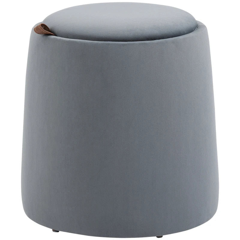 HOMCOM 2-in-1 Ottoman in Velvet-Like Fabric with Storage and Removable Lid Ø44 cm x 47.5 cm Grey
