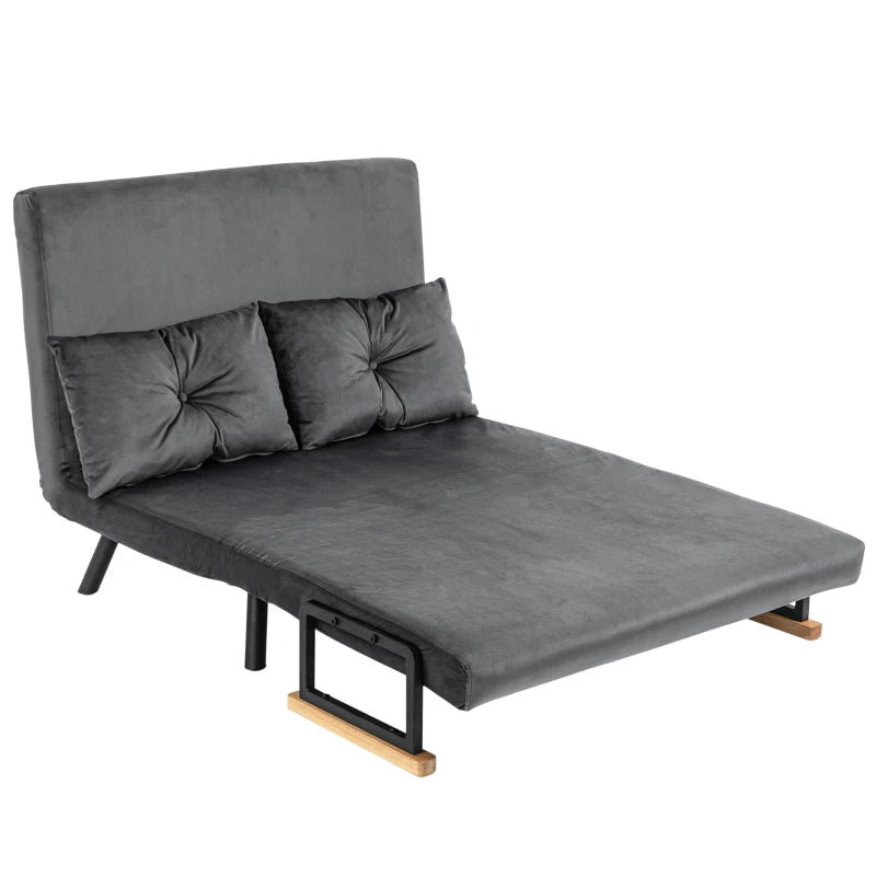 HOMCOM 2-seater convertible sofa bed with adjustable backrest in 5 levels and 2 padded cushions for living room, guest room